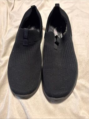 Skechers Slip-On Knit Walking Shoes — Black